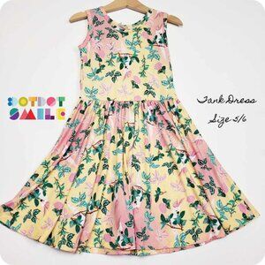 DotDotSmile Size 5/6 Tank Dress - NWT Pink and yellow tropical birds print